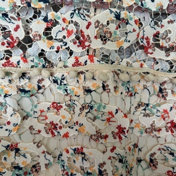 Tularosa Elba Rainbow Lace Mini Dress floral Pom poms - Picture 5 of 12
